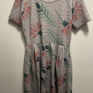 LuLaRoe Amelia Floral Dress with Green and pink Accents